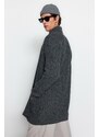 Trendyol Dark Gray Regular Fit Shawl Collar Long Knitwear Cardigan