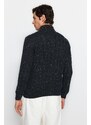 Trendyol Anthracite Regular Fit Buttoned Turtleneck Nopple Knitwear Sweater