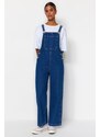 Trendyol Dark Blue Denim Overalls Jumpsuit