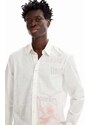 Košile Desigual bílá barva, regular, s klasickým límcem