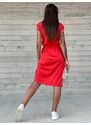 BASIC Červené midi šaty s rozparkem -red Červená