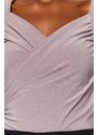 Trendyol Mink Waistband Draped Detailed Fitted/Sleeping Elastic Snaps Knitted Bodysuit