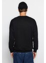 Trendyol Black Oversize/Wide-Fit Crew Neck Rock Theme Sweatshirt