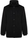 Trendyol Black Men's Regular Fit Standing Collar Wool Blended Winter Coat