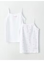 LC Waikiki Girl Kid's Undershirt, Square Collar, Straps, Cotton 2-Pack