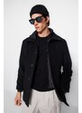 Trendyol Black Men's Regular Fit Standing Collar Wool Blended Winter Coat