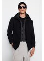 Trendyol Black Men's Regular Fit Standing Collar Wool Blended Winter Coat
