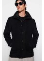 Trendyol Black Men's Regular Fit Standing Collar Wool Blended Winter Coat