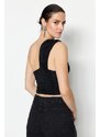 Trendyol Black Crop Lined Knitted Shimmer Bustier