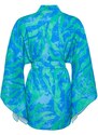 Trendyol Abstract Patterned Belted Mini Woven Kimono & Kaftan