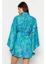 Trendyol Abstract Patterned Belted Mini Woven Kimono & Kaftan