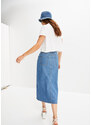 bonprix Dlouhá džínová sukně s rozparkem, z materiálu Positive Denim #1 Fabric Modrá
