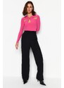 Trendyol Fuchsia Cut Out and Gathered Detail Fitted Bodysuit with Flexible Snaps Knit Body