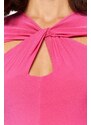Trendyol Fuchsia Cut Out and Gathered Detail Fitted Bodysuit with Flexible Snaps Knit Body