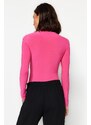 Trendyol Fuchsia Cut Out and Gathered Detail Fitted Bodysuit with Flexible Snaps Knit Body