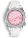 Squale Watches Stříbrné pánské hodinky Squale s koženým páskem 1521 Onda Pink Leather - Silver 42MM Automatic