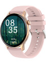 Chytré hodinky Madvell Talon s bluetooth voláním pudrová zlatá s růžovým silikonovým řemínkem