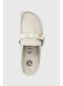 Semišové pantofle Birkenstock dámské, stříbrná barva