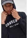 Mikina Converse černá barva, s kapucí, s potiskem
