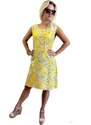 Sale-Letní šaty s kulatým výstřihem 1852-3 - žluté s bílými květy
