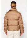 Trendyol hnědý, vodoodpudivý nafukovací kabát s kapsami