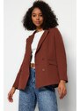 Trendyol Brown Regular Lined Double Breasted Closure Woven Blazer Jacket