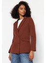 Trendyol Brown Regular Lined Double Breasted Closure Woven Blazer Jacket