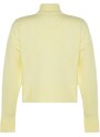 Trendyol Yellow Basic Soft Textured High Neck Sleeve End Štěrbinový pletený svetr