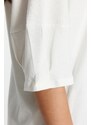 Trendyol Ecru 100% Cotton Premium Oversize/Wide Fit 3 Quarter Sleeve Knitted T-Shirt