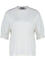 Trendyol Ecru 100% Cotton Premium Oversize/Wide Fit 3 Quarter Sleeve Knitted T-Shirt