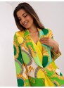 Fashionhunters Dámské zeleno-žluté vzorované sako