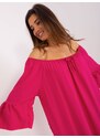 ITALY MODA FUCHSIOVÉ ASYMETRICKÉ OVERSIZE MIDI ŠATY S VOLÁNEM -FUCHSIA Tmavě růžová