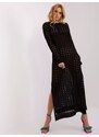 Fashionhunters Černé pletené plážové šaty s rozparky