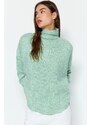 Trendyol Mint Super Wide Fit Měkký texturovaný netopýří rukáv Detail Pletený svetr