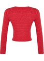 Trendyol Red Striped Slim Crop Crew Neck Ribbed Flexible Knitted Blouse