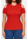 Trendyol Curve Cinnamon Corduroy Knitted Cut Out Detailed Blouse