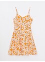 LC Waikiki Women's Sweetheart Neck Floral Viscose Dress with Straps
