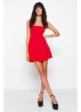 Trendyol Red Open Waist/Weave Skater Evening Dress