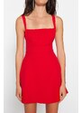 Trendyol Red Open Waist/Weave Skater Evening Dress