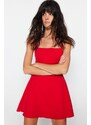 Trendyol Red Open Waist/Weave Skater Evening Dress