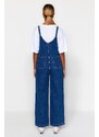 Trendyol Dark Blue Denim Overalls Jumpsuit