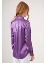 Bigdart 3964 Lightly Flowy Satin Shirt - Purple