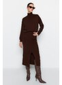 Trendyol Brown Turtleneck Knitwear Two Piece Set