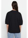 Trendyol Black 100% Cotton Premium Oversize/Wide Fit All-in-One Square Arms Knitted T-Shirt