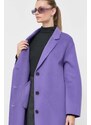 Vlněný kabát Beatrice B fialová barva, přechodný, oversize