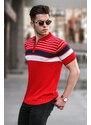 Madmext Men's Red Polo Neck Zippered T-Shirt 5732