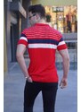 Madmext Men's Red Polo Neck Zippered T-Shirt 5732