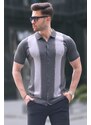 Madmext Anthracite Polo Collar Tricot Men's T-Shirt 6353