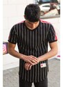 Madmext Striped Black T-Shirt 3039