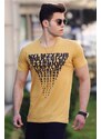 Madmext Men's Printed Yellow T-Shirt 4471